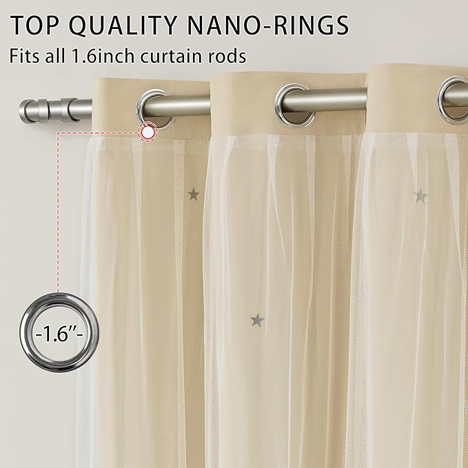 XiDi Curtains for Bedroom Decor Beige52/84/1 - Image 2