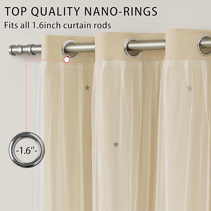 XiDi Curtains for Bedroom Decor Beige52/72/1 - Image 2