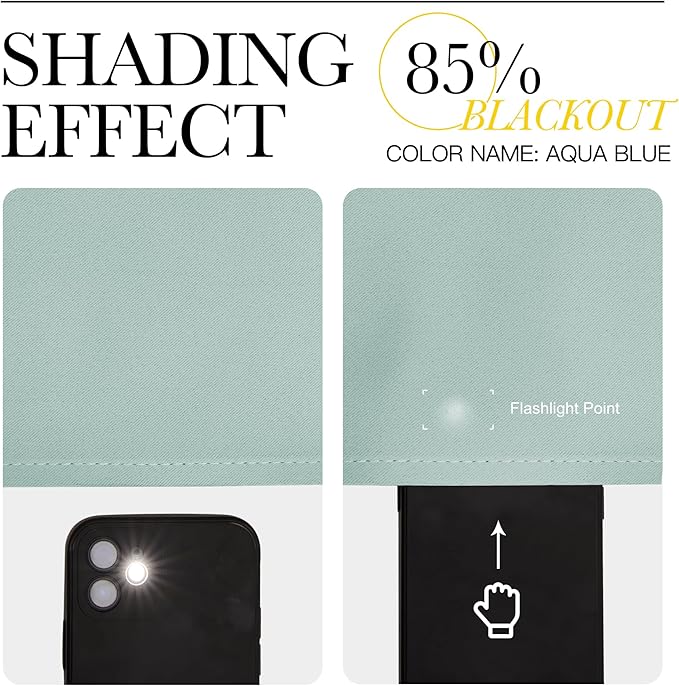 NICETOWN Bedroom Curtains Blackout Draperies, Aqua Blue, 1 Pair, 34-inch W x - Image 4
