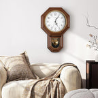 Pendulum Wall Clock Battery Operated, Imitation Wood Plastic Regulator Clock - Image 4