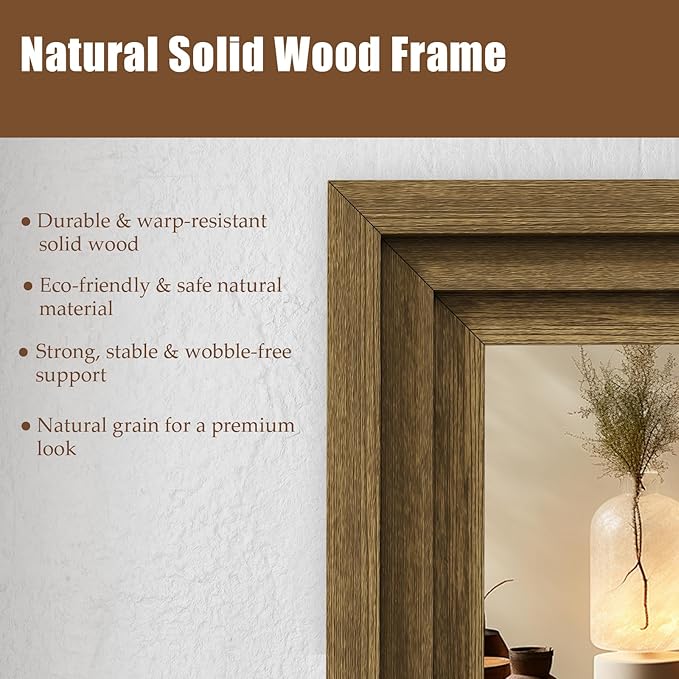 Full Length Mirror 71"x30", Large Solid Wood Frame Floor Mirror, Leaning Floor - Image 3