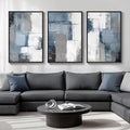 Large Framed Blue and Grey Abstract Wall Art by Cuspin