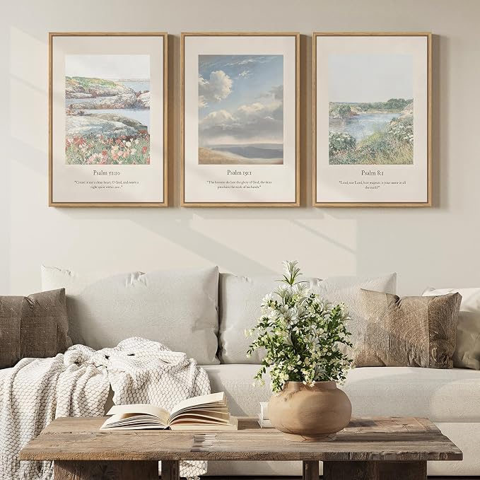 Framed Christian Wall Art for Living Room, Vintage Psalm Scripture Wall Decor - Image 2