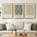 Framed William Morris Sage Green Wall Art Set of 3, Vintage Nature Green Floral by Cuspin