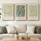 Framed William Morris Sage Green Wall Art Set of 3, Vintage Nature Green Floral by Cuspin