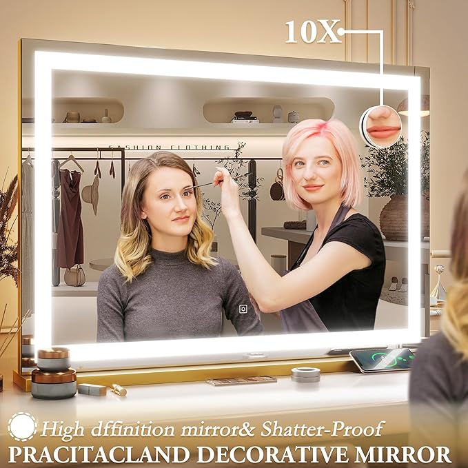 ROLOVE Vanity Mirror with Lights, LED Makeup Mirror, 10X Magnification - Image 5