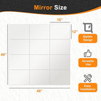 Delma Frameless Mirror Tiles 16"x12"x12 Pcs Wall Mounted, Shatter Resistant - Image 3