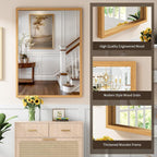 Syndra Natural Wood Frame Bathroom Mirror, 30x40'' Modern Vanity Mirror - Image 3