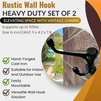 Rustic Wall Hooks: Heavy Duty Cast Iron Hooks, Suitable - Image 2