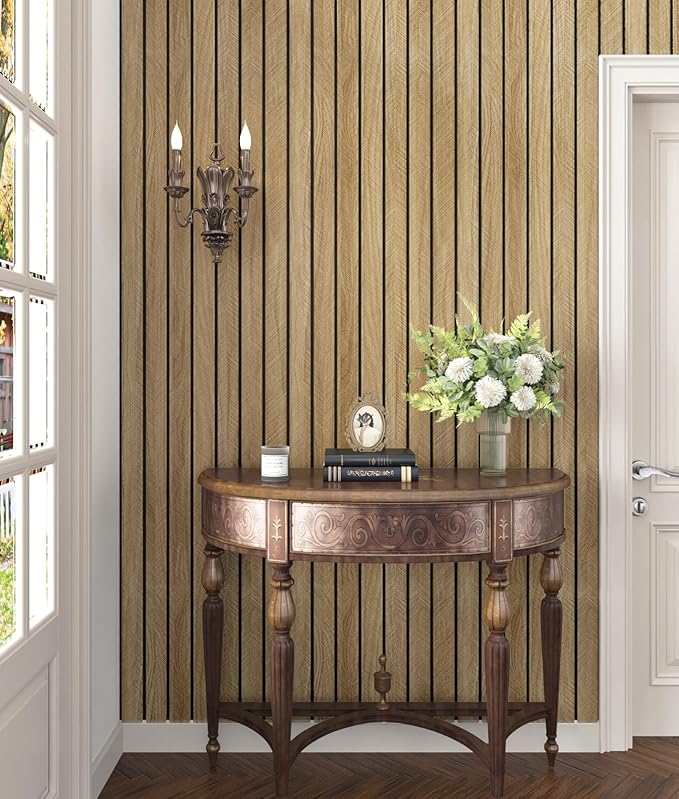 197"x23.6" Brown Wood Slat Wall Panels Self Adhesive Acoustic Slat Wall - Image 4