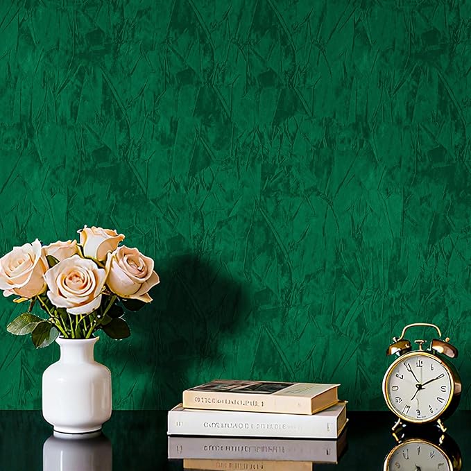 30x317 Large Dark Green Wallpaper Self Adhesive Felt Fabric Wallpaper Stick and - Image 6