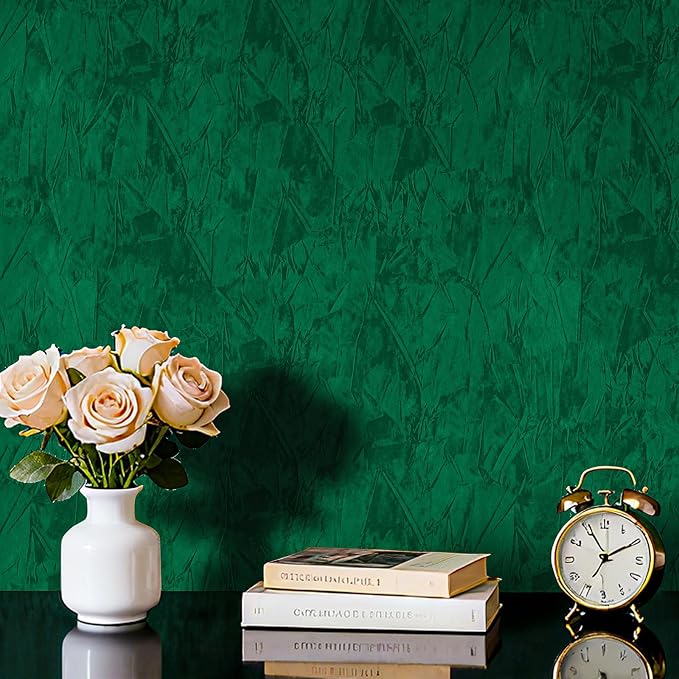30"x160" Emerald Green Wallpaper Peel and Stick Crushed Forest Green Velvet - Image 4