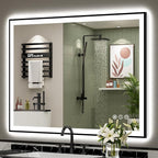 48x38 Black Framed LED Bathroom Mirror by Awandee