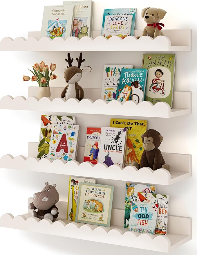 Shario Nursery Book Shelves, Scalloped Shelves, Wall Book Shelves by Shario