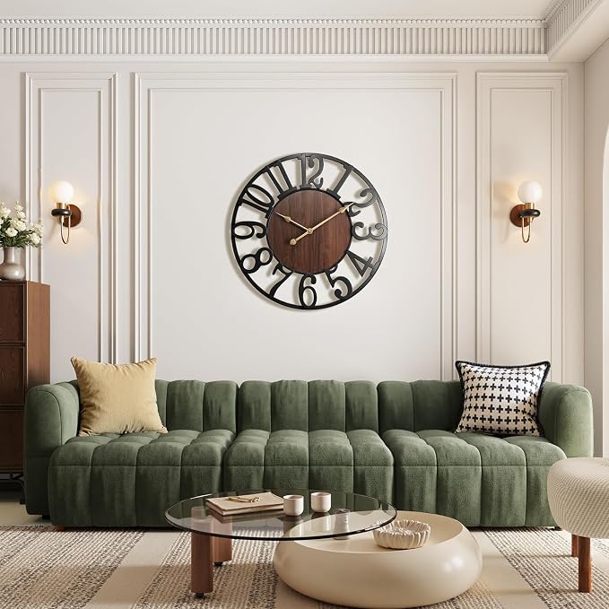 Vantic 32 Inch Large Wall Clock, Arabic Numeral Wood Oversized Wall Clocks - Image 3