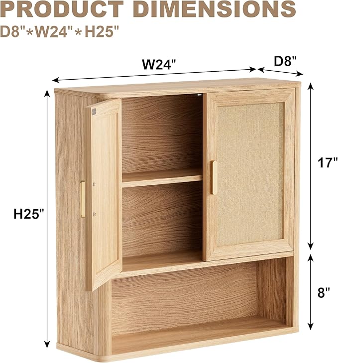 INNOD Rattan Bathroom Wall Cabinet - Image 2