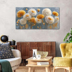 Abstract White Flower Wall Art Golden Floral Pictures Wall Decor Neutral - Image 4