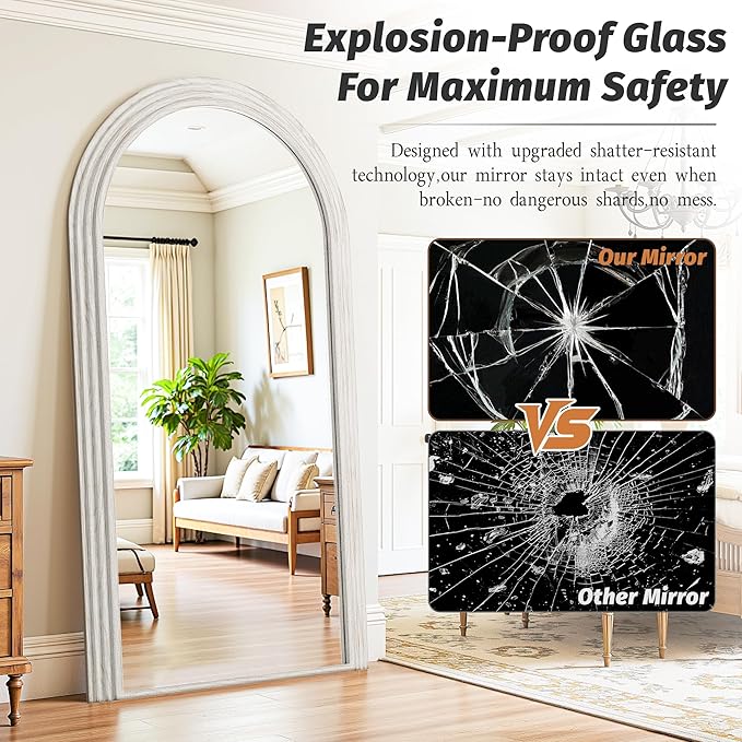 Antok Full Length Mirror 76"×41" Floor Mirror Standing Tall Mirror, Arched - Image 5