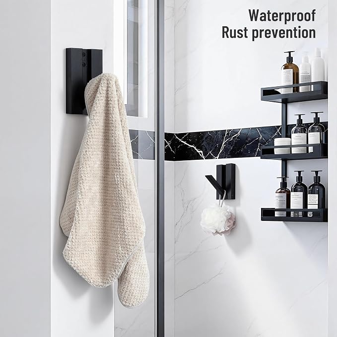 Folding Wall Hooks 2Pack: Black Modern Wooden Coat Hooks Mount - Image 7