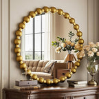 Easly Round Mirror for Wall, 24 Inch Gold Beaded Frame Decorative Vanity Mirror - Image 3
