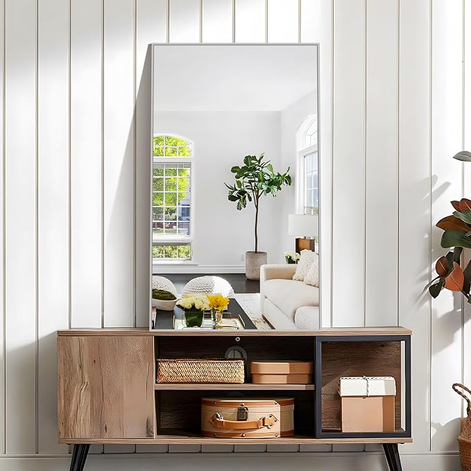 KOCUUY Silver Framed Mirror, HD Tempered Glass, Anti-Rust Frame, Modern Design - Image 5