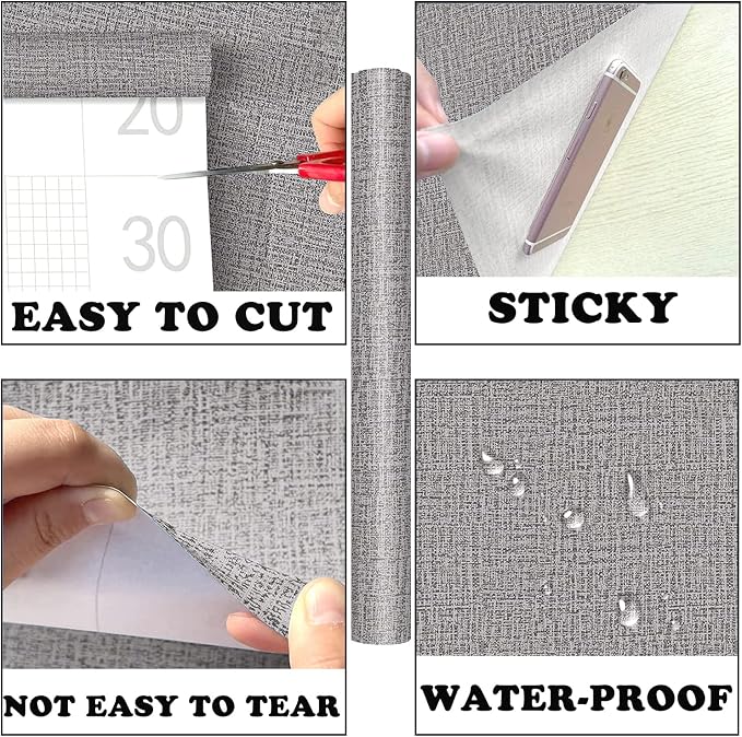 Yancorp 24"x120" Textured Fabric Wallpaper Faux Grasscloth Peel and Stick - Image 7