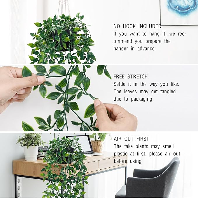Waipfaru 2Pcs Fake Hanging Plants - Image 4