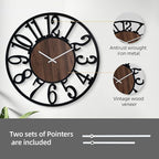 LEIKE Large Wall Clock 30'' Lighted Rustic Wood Clock - Image 5