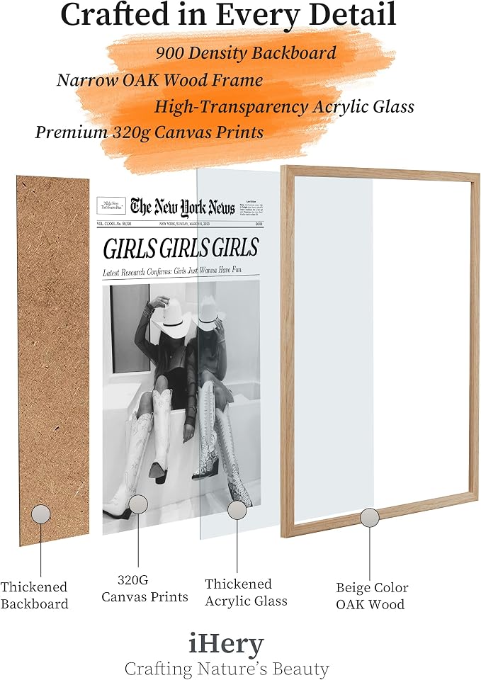iHery Girls Just Wanna Have Fun Framed Trendy Cowgirl NewsPaper Wall Art - Image 3