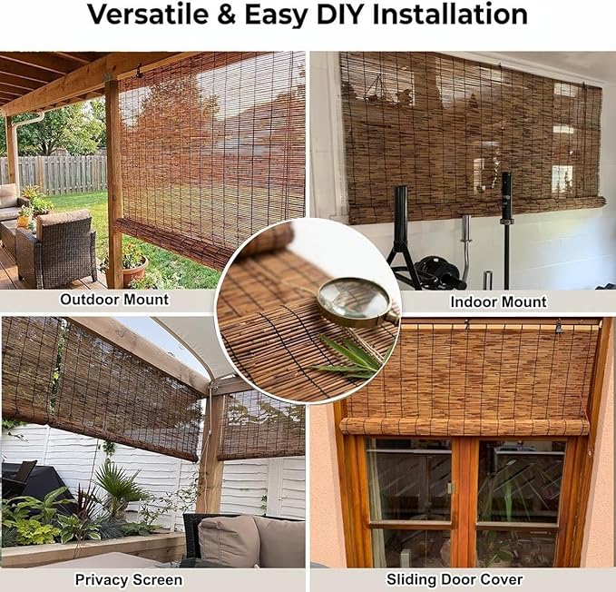 Bamboo Roller Shades for Outdoor Patio, Bamboo Blinds, UV Protection, Light - Image 5
