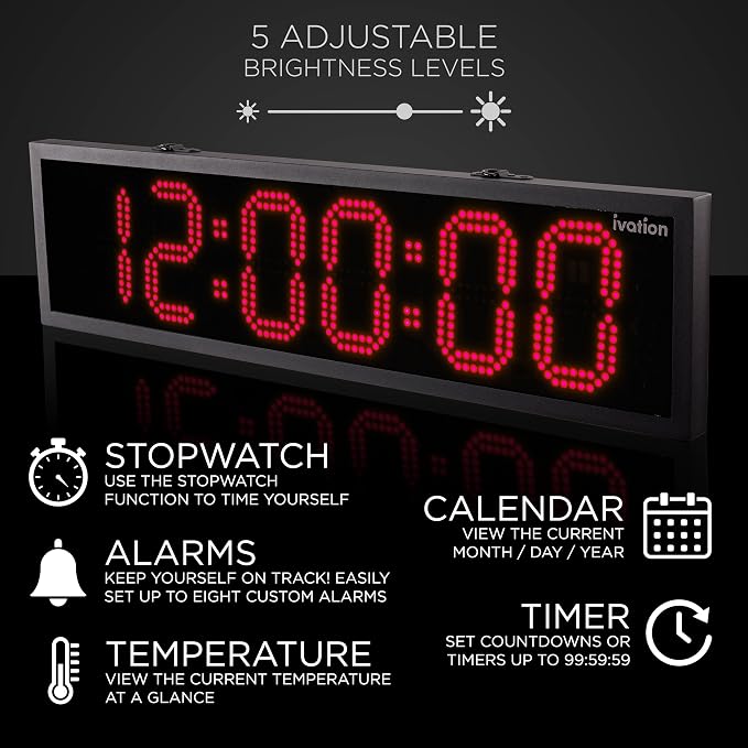 Ivation Oversized 36" Outdoor Waterproof Digital Clock, Auto Time Sync - Image 5