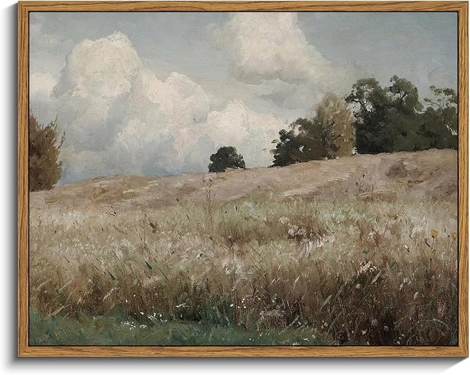 InSimSea Framed Canvas Wall Art Vintage Decor, Cornfield Countryside Scenery by InSimSeaArt