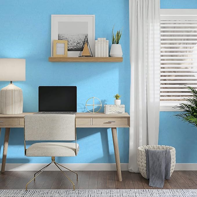 Cohoo Home Blue Peel and Stick Wallpaper Silk Solid Light Blue Contact Paper - Image 7