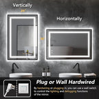 LED Bathroom Mirror with Front and Backlit 24"x36", Wall Mounted, Dual LED - Image 7