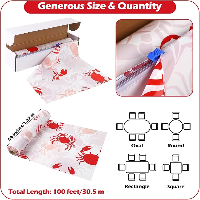 Kochorie 100 Ft x 54 Inch Crab Boil Party Tablecloth Roll - Image 2