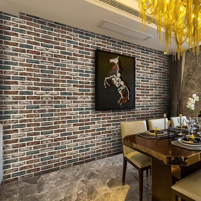 10-Pack 52 Sq.Ft 3D Wall Panels Peel and Stick 3D Faux Brick Wallpaper Peel and - Image 3