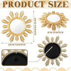 Dandat Set of 4 Gold Mirrors for Wall Decor Small Circle Flowers Mirrors - Image 3
