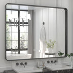 TETOTE 48 x 40 Inch Black Frame Mirror, Bathroom Vanity Mirror by TETOTE