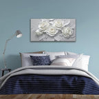 Suconvng White Flower Wall Art Painting Canvas Art Wall Decor 20 X 40 Inch - Image 5