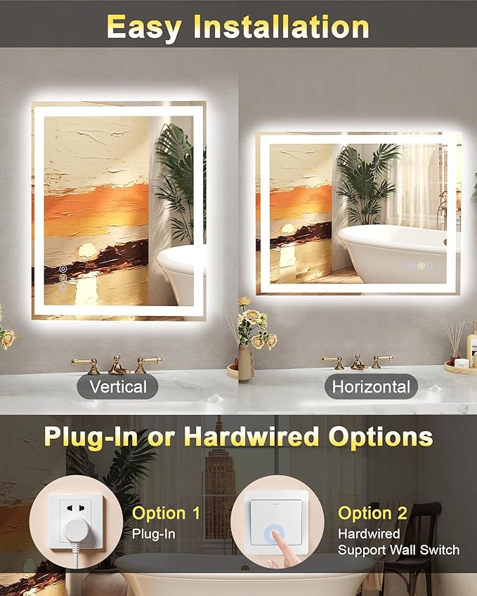 40x30 LED Bathroom Mirror with Lights, Super Bright Front & Backlit Vanity - Image 7