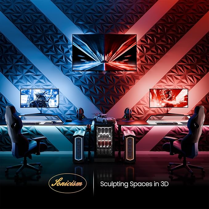 Sonicism Wall Panels Upgrade 72 Pack, 0.7”x11.8”x11.8”Pyramid 3D Wall Panels - Image 3
