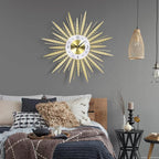 23 inch Gold Starburst Wall Clock, Silent Non-Ticking Large Modern Starburst - Image 5