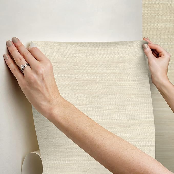 NuWallpaper x Society Social Cream Cashmere Classic Faux Grasscloth Peel and - Image 7