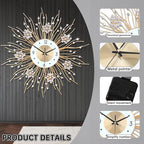 SIN&MI Large Wall Clocks, Silent Sunflower Shape Chic Decorative Wall Clock - Image 2