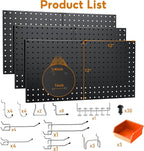Peg Board, 6 Pack Black Peg Board Panels, 50lbs Load Capacity Each, Pegboard - Image 2