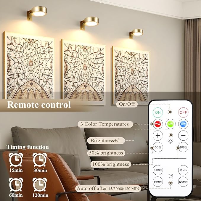 KELUOLY 2-Pack Picture Light Battery Operated Painting Lights - Image 6