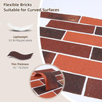 76pcs Red Thin Brick Veneers, Curlable Red Brick Tiles, DIY Accent Walls - Image 3