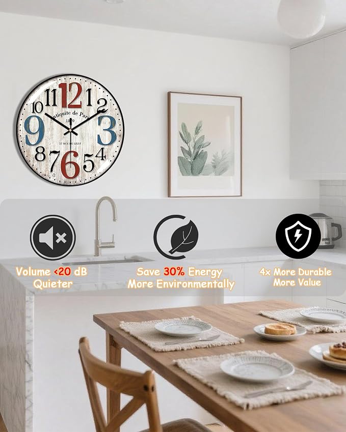 Decorative Wall Clocks Batterys Operated, Retro Wall Clock - Image 5