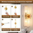 Morauroral Gold Battery Operated Wall Sconces Set of Two, Rechargeable Wall - Image 5