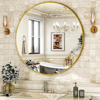 HARRITPURE Round Mirror 19.6 Gold Wall Mounted Circle Mirrors Vanity Mirror - Image 2